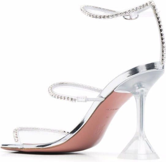 Amina Muaddi Gilda sandalen met open neus Zilver