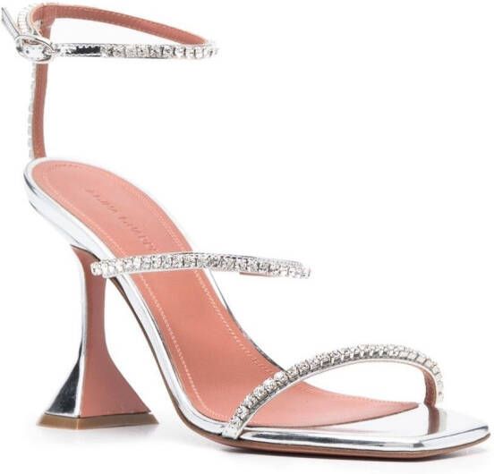 Amina Muaddi 110 mm Gilda sandalen met kristallen Wit