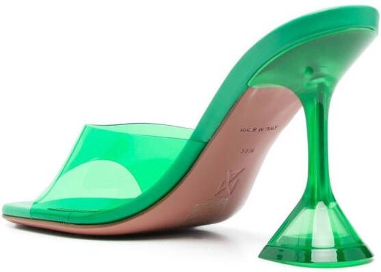 Amina Muaddi 95mm Lupita Glass muiltjes Groen