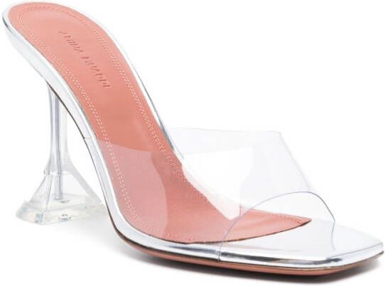 Amina Muaddi Lupita 95 mm doorzichtige muiltjes Beige