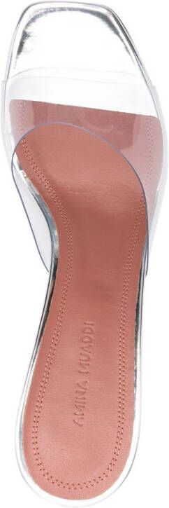 Amina Muaddi Lupita 95 mm doorzichtige muiltjes Beige