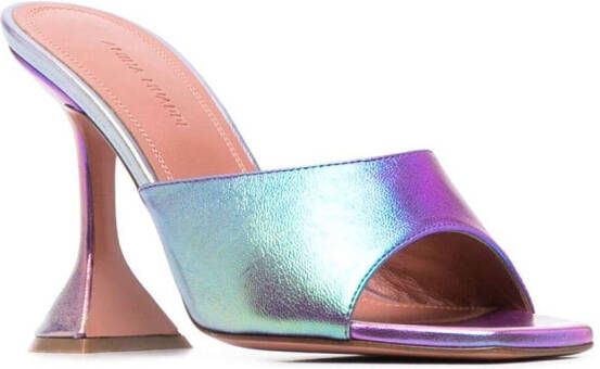 Amina Muaddi Lupita leren metallic muiltjes 95mm Roze