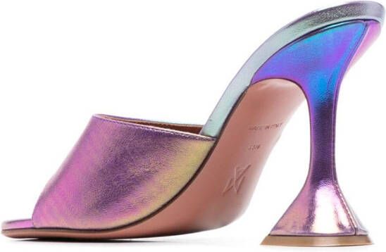 Amina Muaddi Lupita metallic slippers Roze