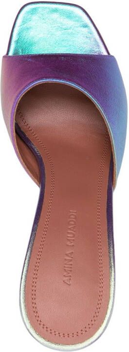 Amina Muaddi Lupita leren metallic muiltjes 95mm Roze