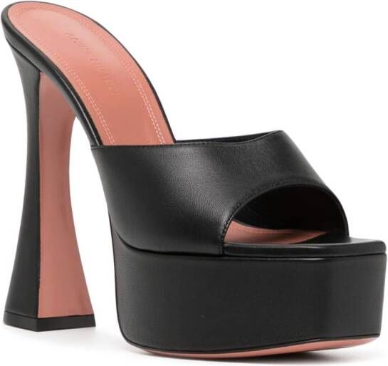 Amina Muaddi 140mm Dalida muiltjes met plateauzool Zwart
