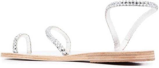 Ancient Greek Sandals Apli Eleftheria sandalen verfraaid met kristal Zilver