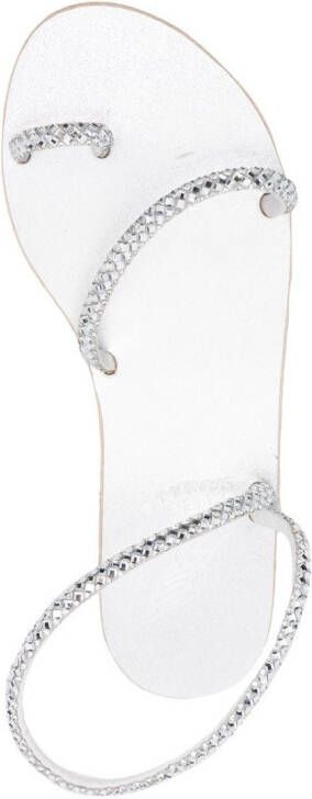 Ancient Greek Sandals Apli Eleftheria sandalen verfraaid met kristal Zilver