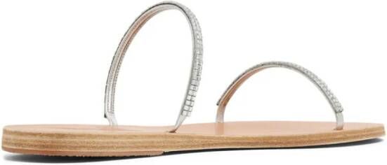 Ancient Greek Sandals crystal-embellished double-strap slides Zilver