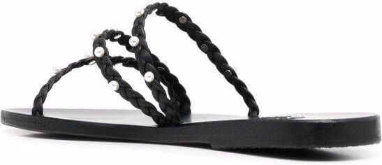 Ancient Greek Sandals Ekaterini sandalen verfraaid met parel Zwart