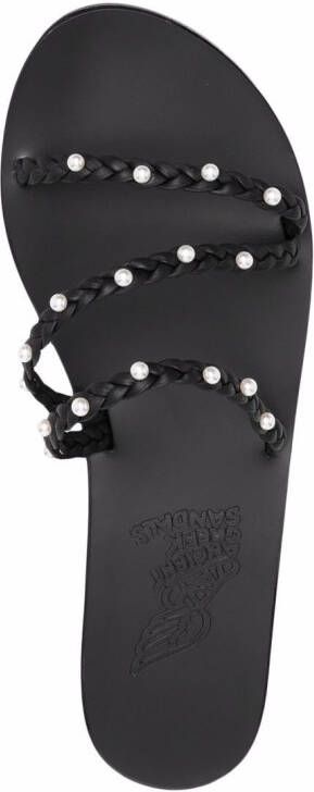 Ancient Greek Sandals Ekaterini sandalen verfraaid met parel Zwart