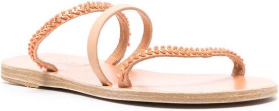 Ancient Greek Sandals Slippers met emaille Bruin