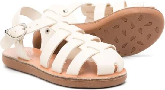 ANCIENT GREEK SANDALS KIDS Little Ektoras leather sandals Wit