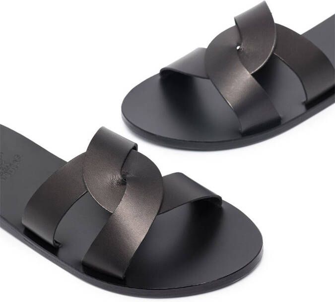 Ancient Greek Sandals Desmos leren sandalen met gekruiste bandjes Zwart
