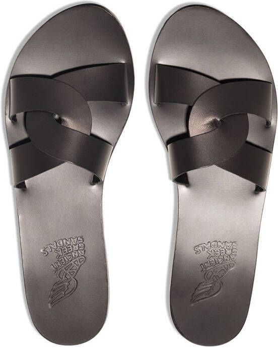 Ancient Greek Sandals Desmos leren sandalen met gekruiste bandjes Zwart