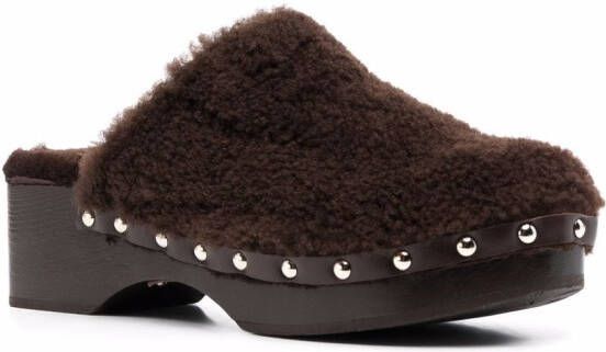 Ancient Greek Sandals 50 mm klompen van schapenleer Bruin