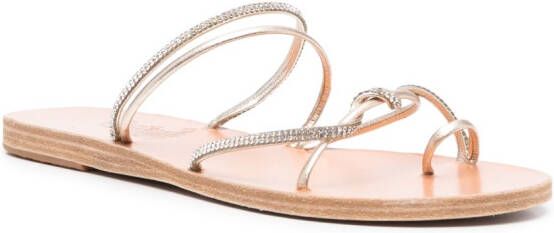 Ancient Greek Sandals Leren teenslippers Goud