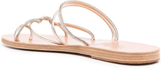 Ancient Greek Sandals Leren teenslippers Goud