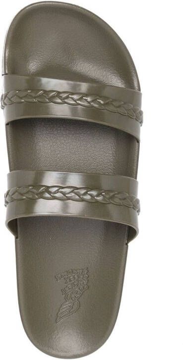 Ancient Greek Sandals Meli slippers met dubbele bandjes Groen