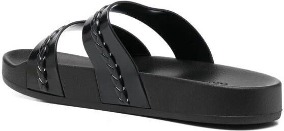 Ancient Greek Sandals Meli slippers met dubbele bandjes Zwart