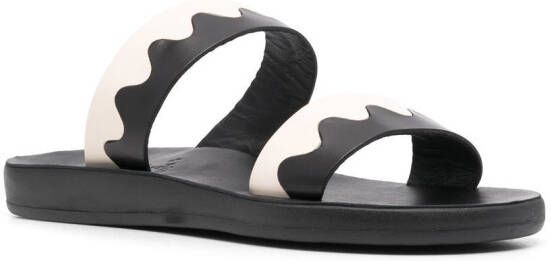 Ancient Greek Sandals Paralia leren slippers Zwart