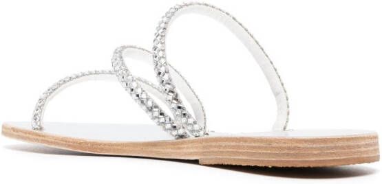 Ancient Greek Sandals Polytimi sandalen verfraaid met kristallen Zilver