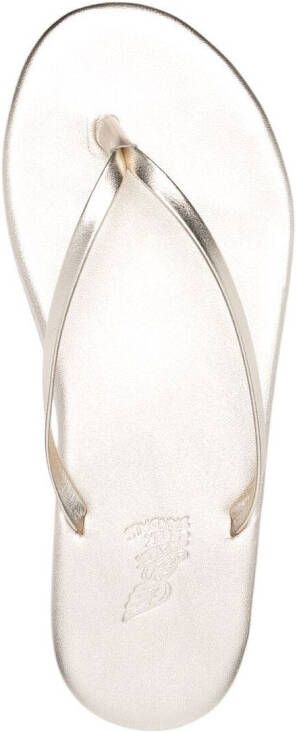 Ancient Greek Sandals Saionara leren teenslippers Metallic