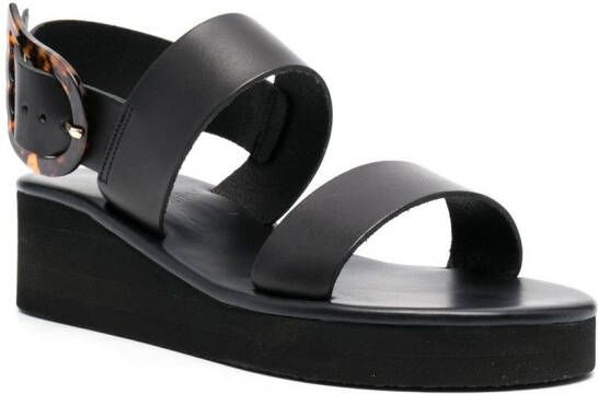 Ancient Greek Sandals 45 mm sandalen met dubbel bandje met sleehak Zwart