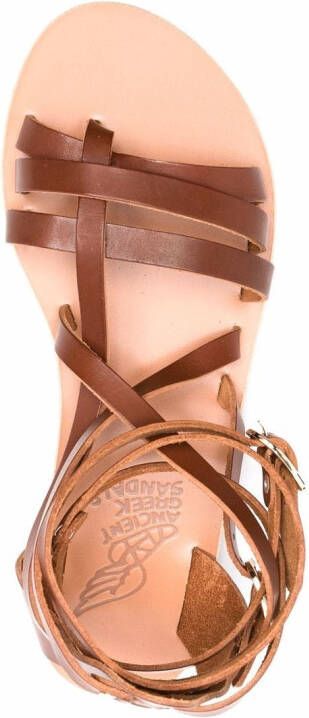 Ancient Greek Sandals Satira gladiator leren sandalen Bruin