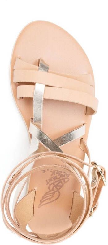Ancient Greek Sandals Satira sandalen met enkelbandje Beige