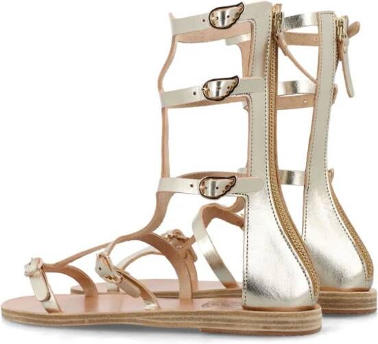Ancient Greek Sandals Siren leren sandalen met metallic afwerking Beige