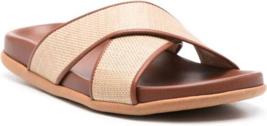 Ancient Greek Sandals Thais slippers met basket weving Beige