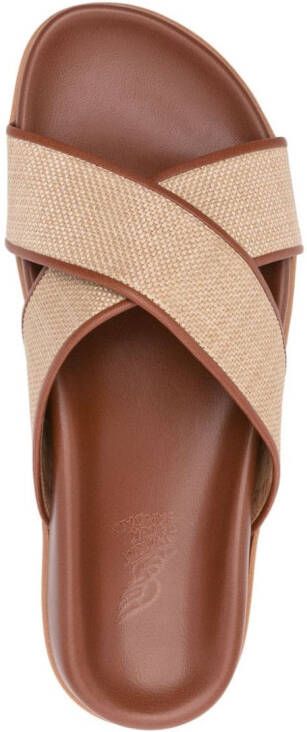 Ancient Greek Sandals Thais slippers met basket weving Beige