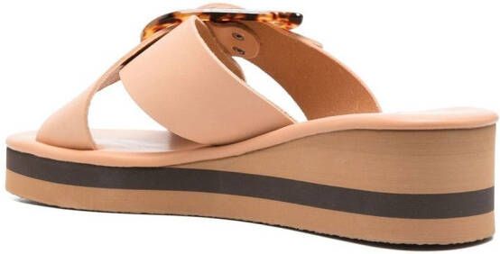 Ancient Greek Sandals Thais Rainbow slippers met sleehak Beige