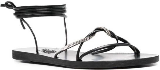 Ancient Greek Sandals Treli sandalen verfraaid met kristal Zwart