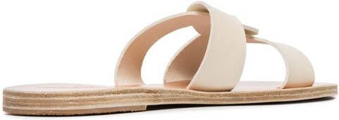 Ancient Greek Sandals white Desmos double strap leather sandals Wit