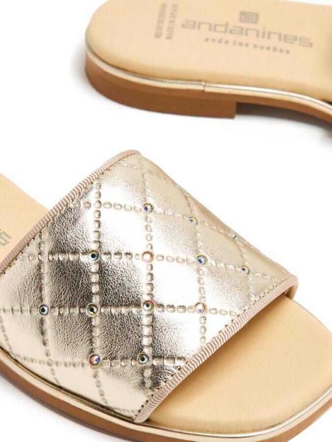 ANDANINES Leren sandalen met metallic afwerking Goud
