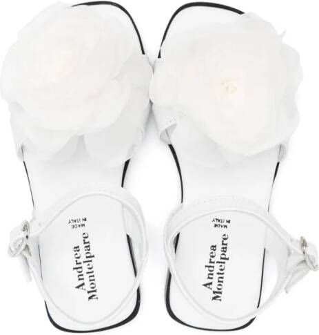 Andrea Montelpare Leren sandalen met bloemapplicatie Wit