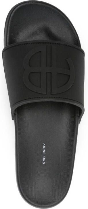 ANINE BING Slippers met logo-reliëf Zwart