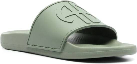 ANINE BING Slippers met logo-reliëf Groen