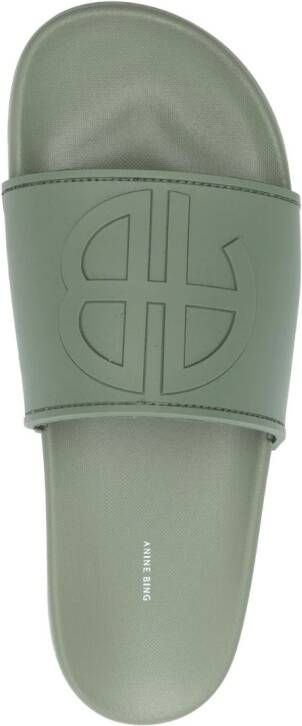 ANINE BING Slippers met logo-reliëf Groen