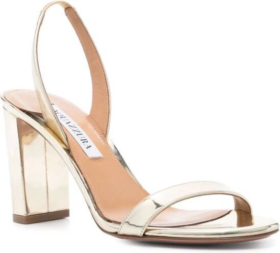 Aquazzura 85mm So Nude metallic leather sandals Goud