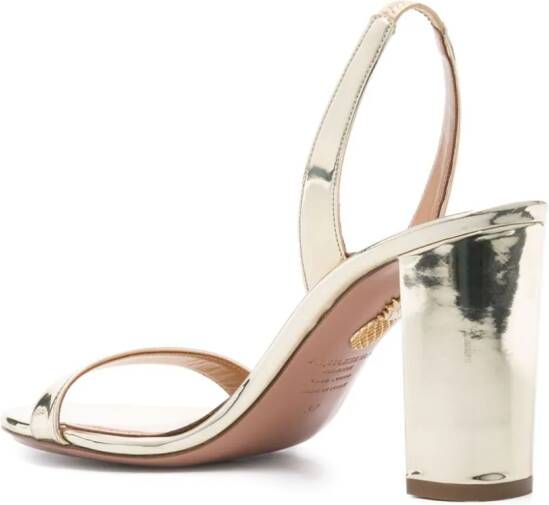 Aquazzura 85mm So Nude metallic leather sandals Goud