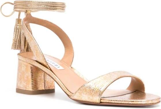 Aquazzura Alu 50mm metallic sandalen Goud