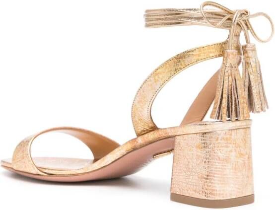 Aquazzura Alu 50mm metallic sandalen Goud