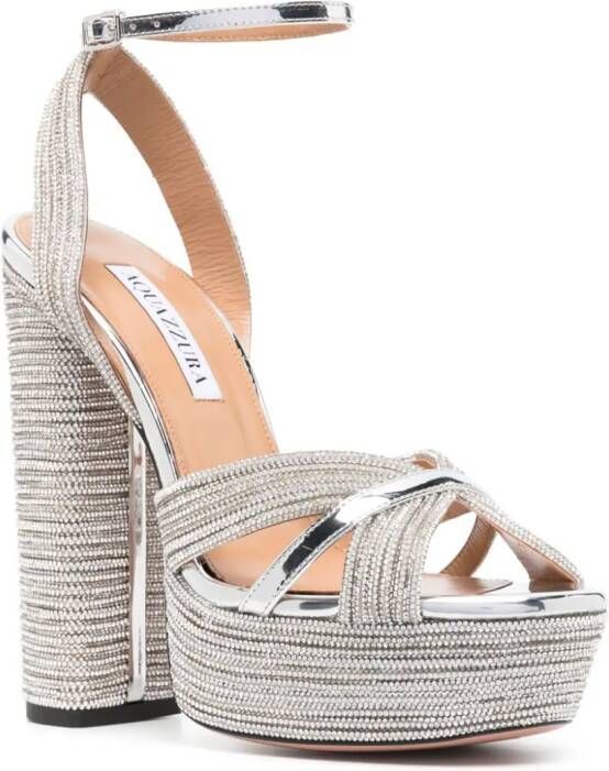 Aquazzura Ari sandalen met plateauzool Zilver