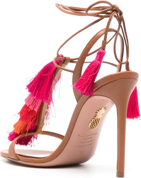 Aquazzura Capri 105mm sandalen met kwastje Bruin