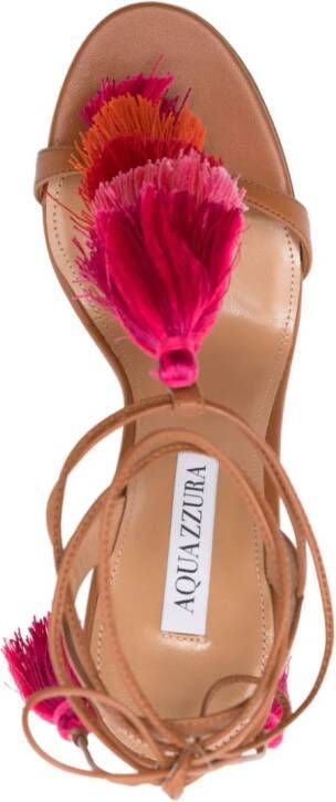 Aquazzura Capri 105mm sandalen met kwastje Bruin