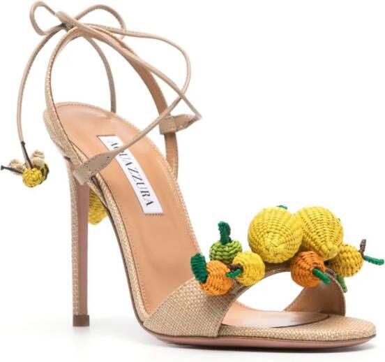 Aquazzura Citrus Punch 105 raffia sandalen Beige