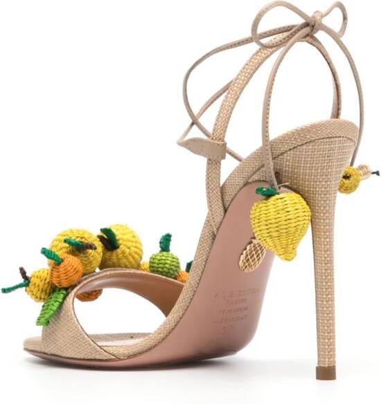 Aquazzura Citrus Punch 105 raffia sandalen Beige
