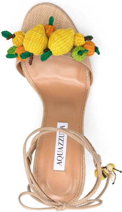 Aquazzura Citrus Punch 105 raffia sandalen Beige